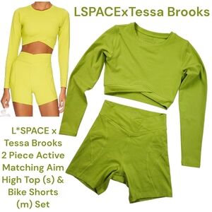 L*SPACE x Tessa Brooks 2 Piece Aim High Top (S) & Bike Shorts (M) Matching Set